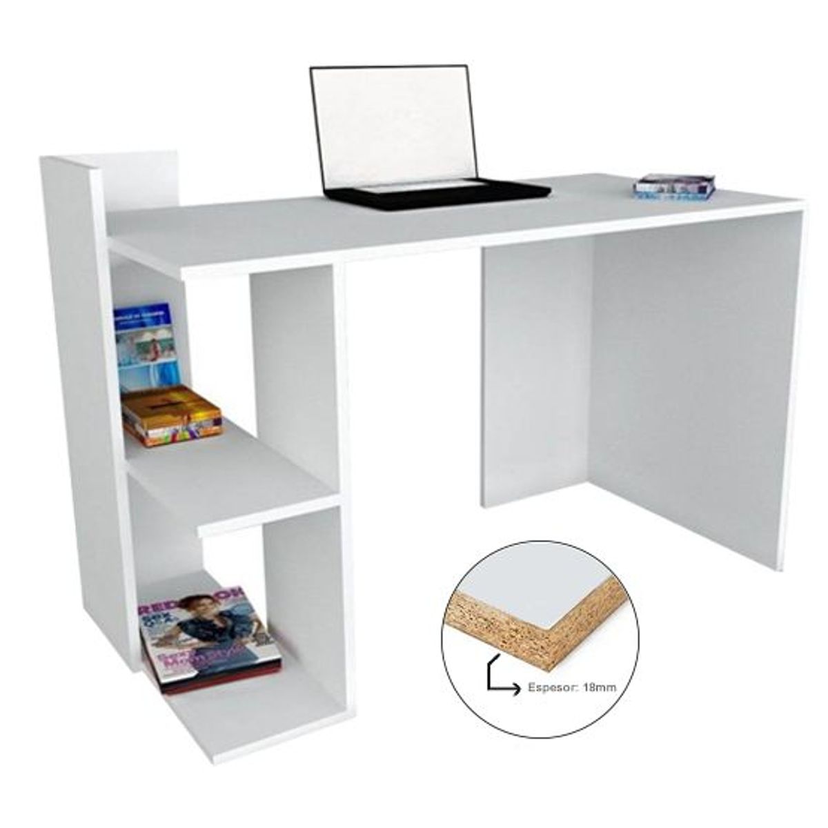 BARAKA HOME - Escritorio con Estante Niutao - Blanco