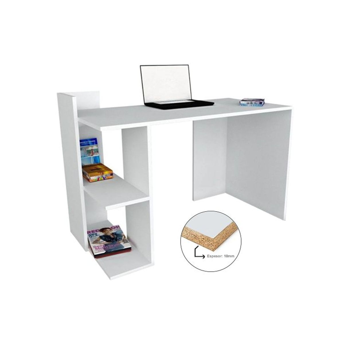 BARAKA HOME - Escritorio con Estante Niutao - Blanco