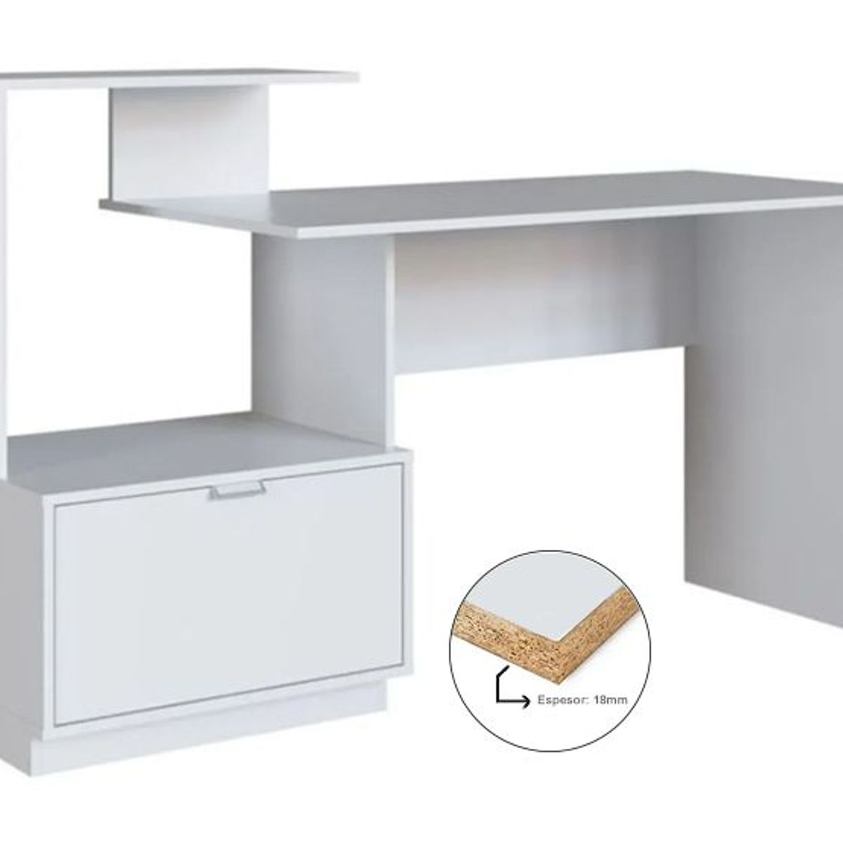 BARAKA HOME - Escritorio con Estante Nanu - Blanco