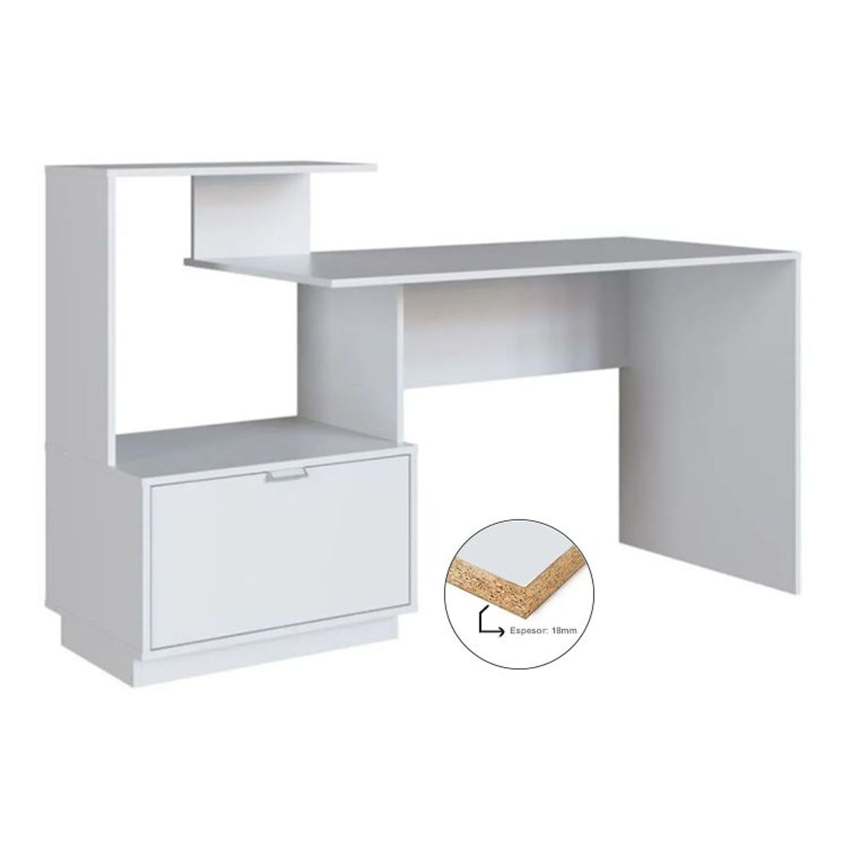 BARAKA HOME - Escritorio con Estante Nanu - Blanco