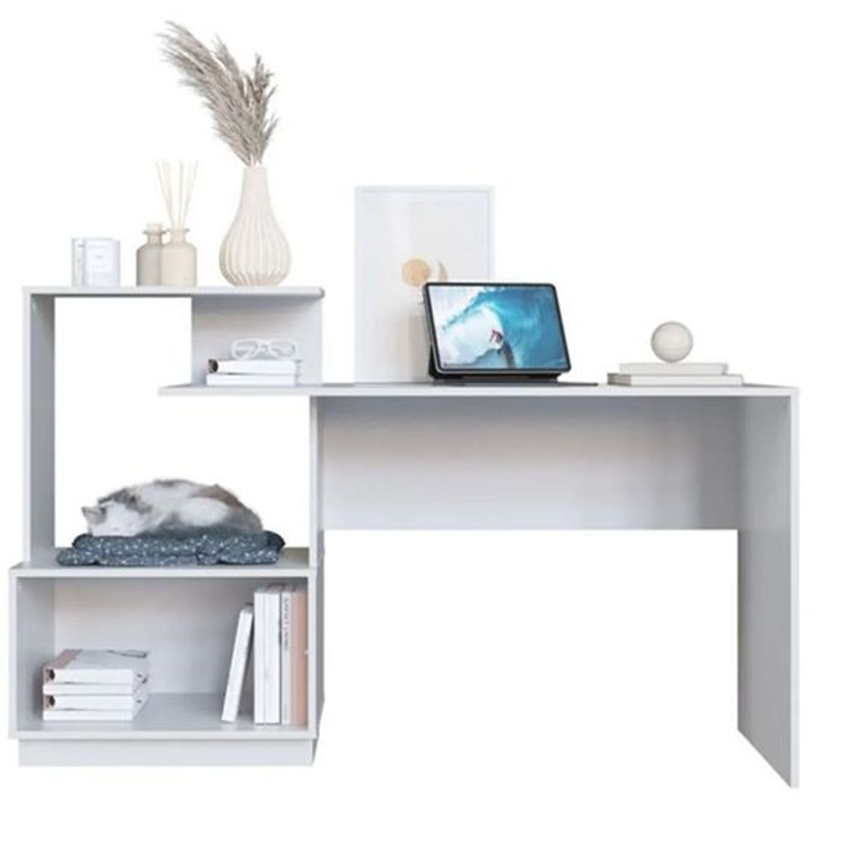 BARAKA HOME - Escritorio con Estante Nanu - Blanco