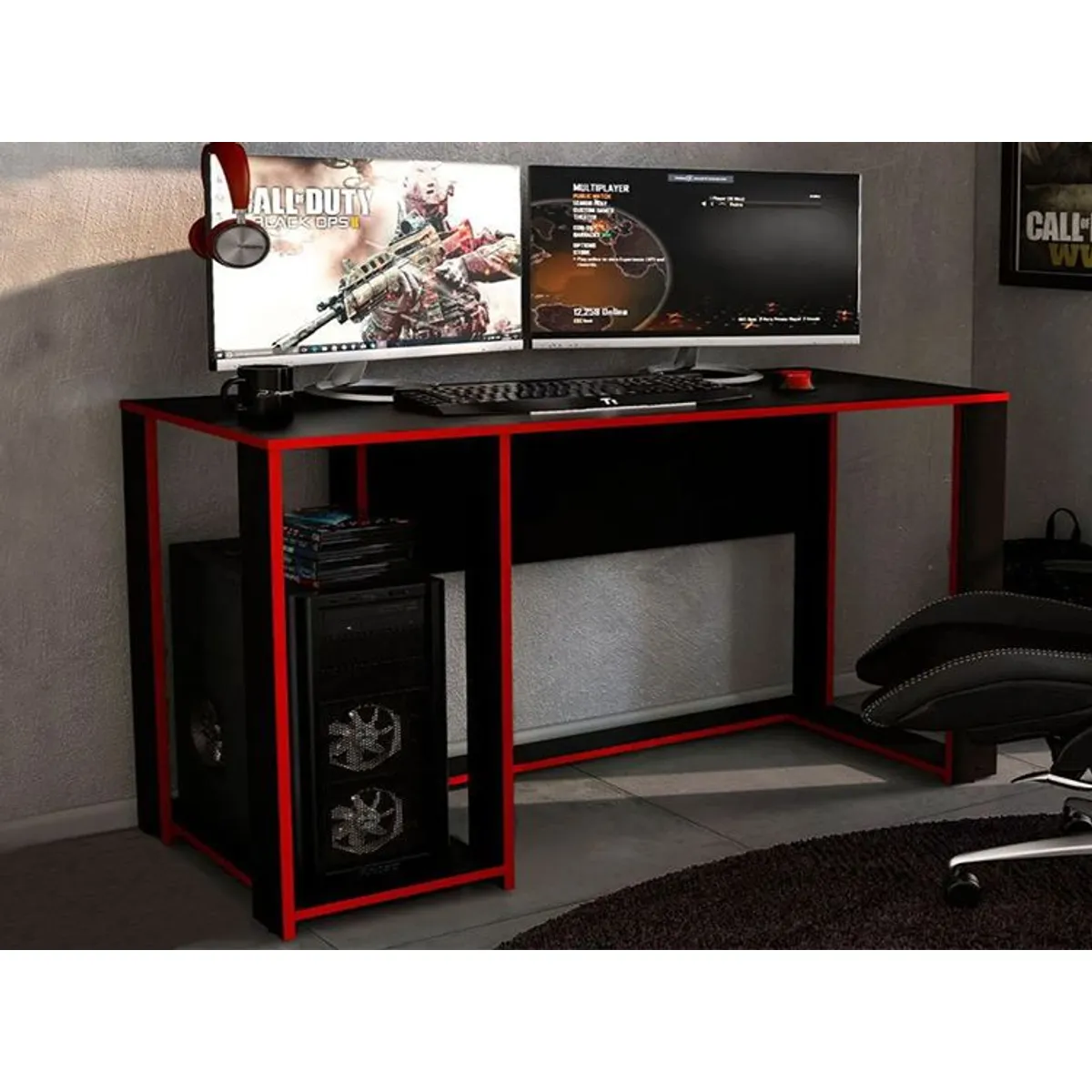 BARAKA HOME - Escritorio Gamer Nuku - Negro