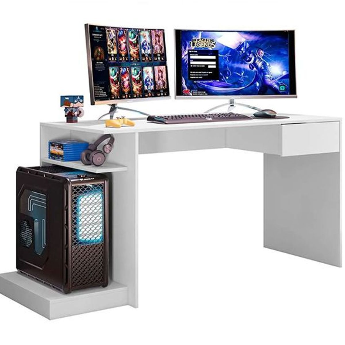 BARAKA HOME - Escritorio Gamer Nauru - Blanco