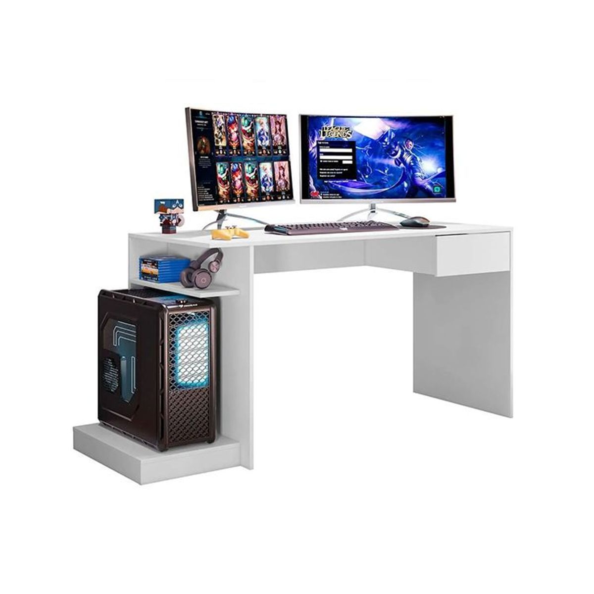 BARAKA HOME - Escritorio Gamer Nauru - Blanco