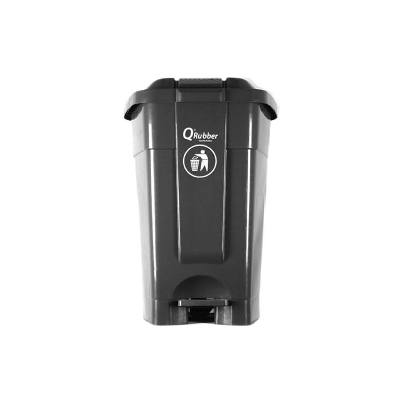 QRUBBER - Tacho de plástico (HDPE) 70 litros gris con pedal QRubber