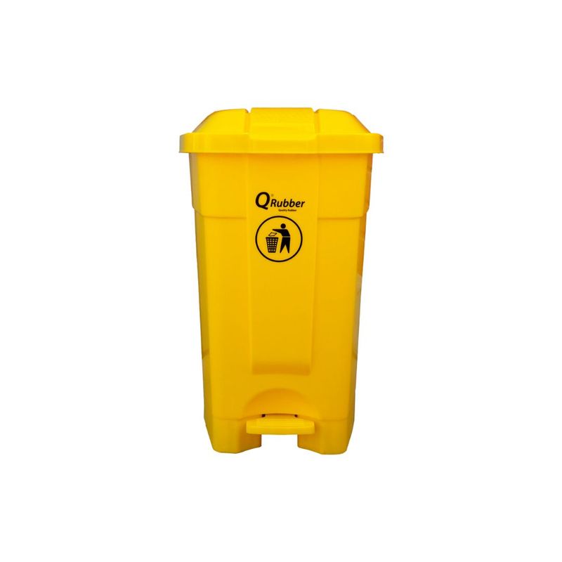 QRUBBER - Tacho de plástico HDPE 70 litros amarillo con pedal QRubber