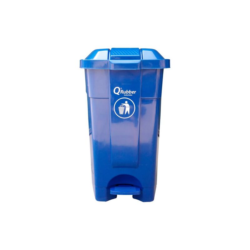 QRUBBER - Tacho de plástico (HDPE) 70 litros azul con pedal QRubber