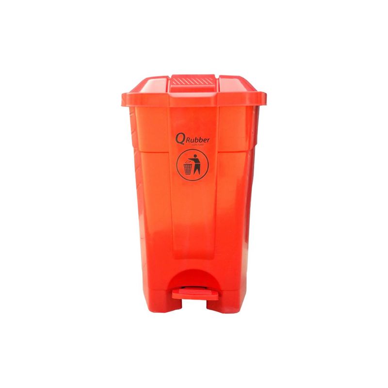 QRUBBER - Tacho de plástico (HDPE) 70 litros rojo con pedal QRubber