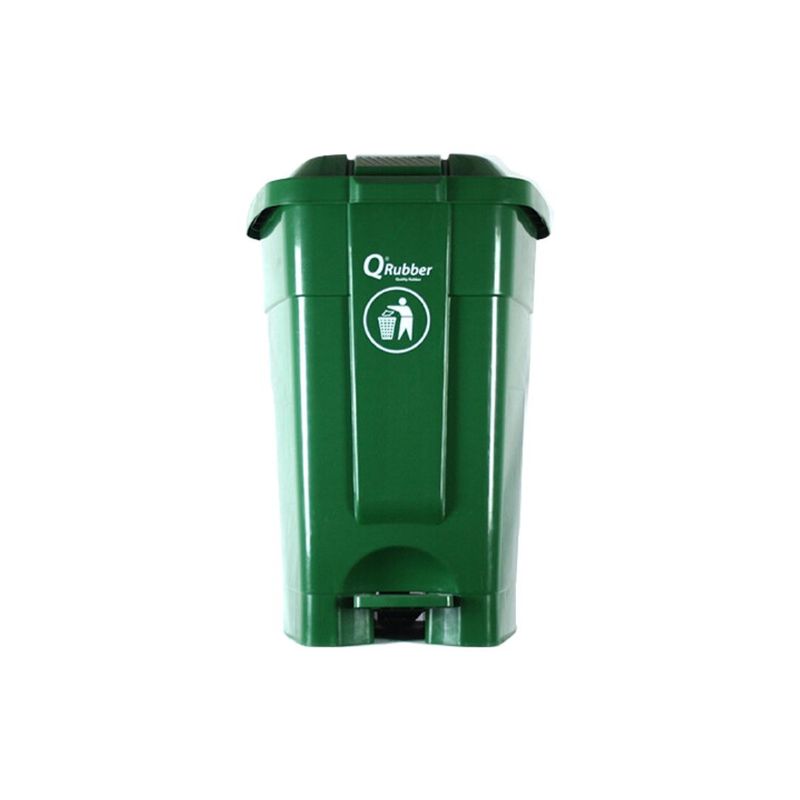 QRUBBER - Tacho de plástico (HDPE) 70 litros verde con pedal QRubber