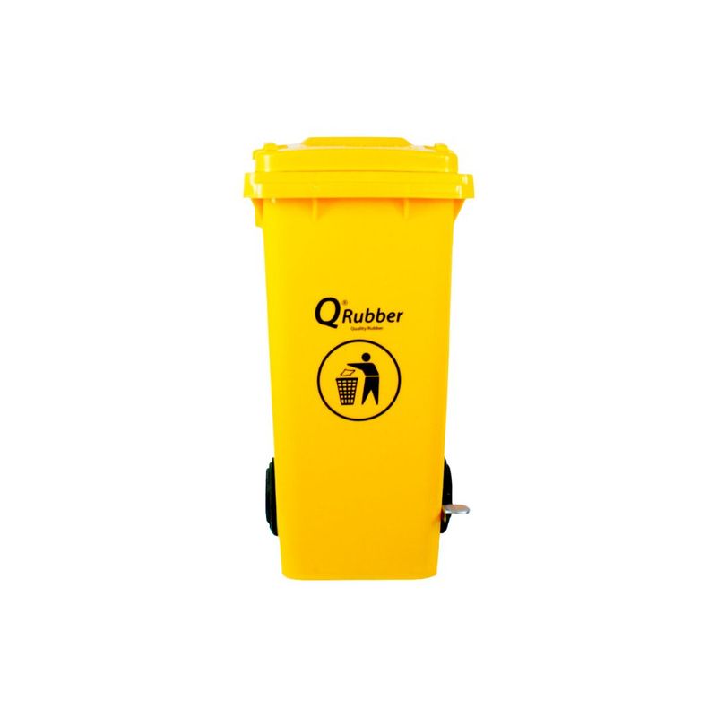 QRUBBER - Tacho de plástico HDPE 120 litros amarillo con pedal QRubber