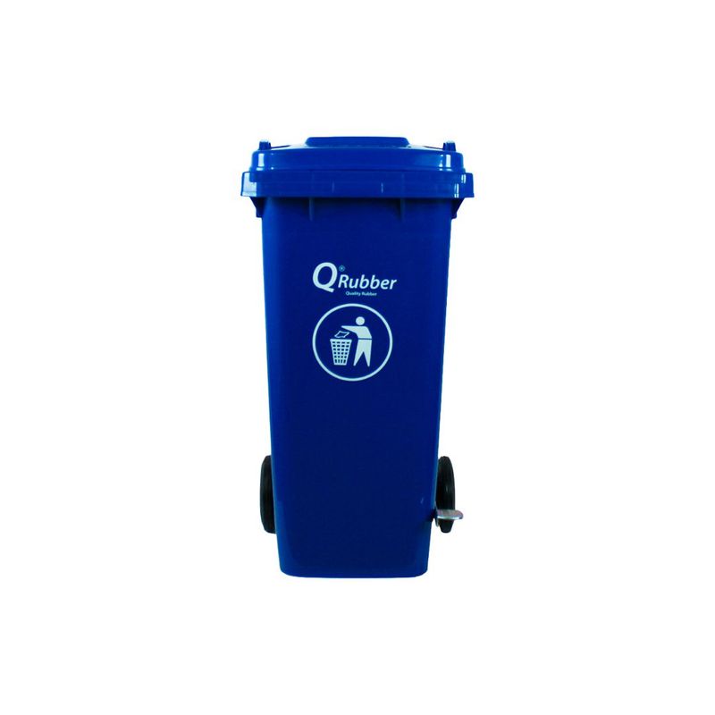 QRUBBER - Tacho de plástico (HDPE) 120 litros azul con pedal QRubber