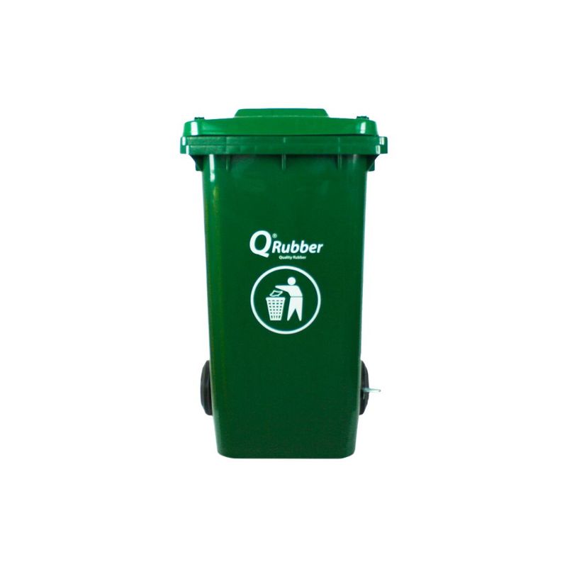 QRUBBER - Tacho de plástico (HDPE) 240 litros verde con pedal QRubber