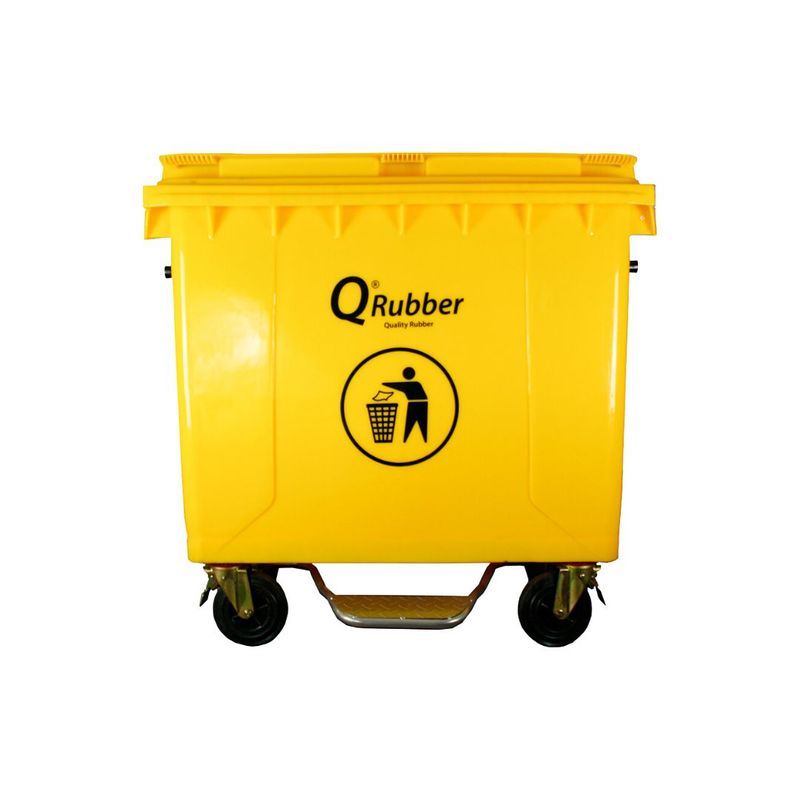QRUBBER - Contenedor de plástico 660 litros amarillo con pedal QRubber