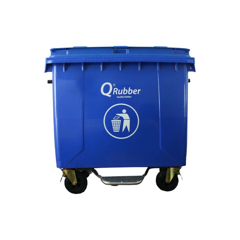 QRUBBER - Contenedor de plástico 660 litros azul con pedal QRubber