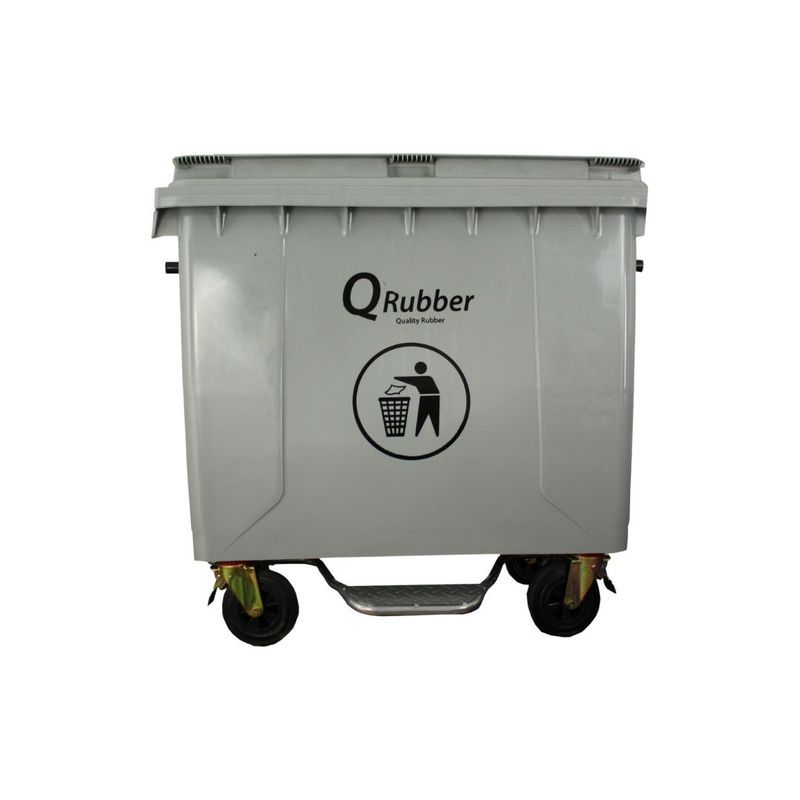 QRUBBER - Contenedor de plástico 1100 litros gris con pedal QRubber