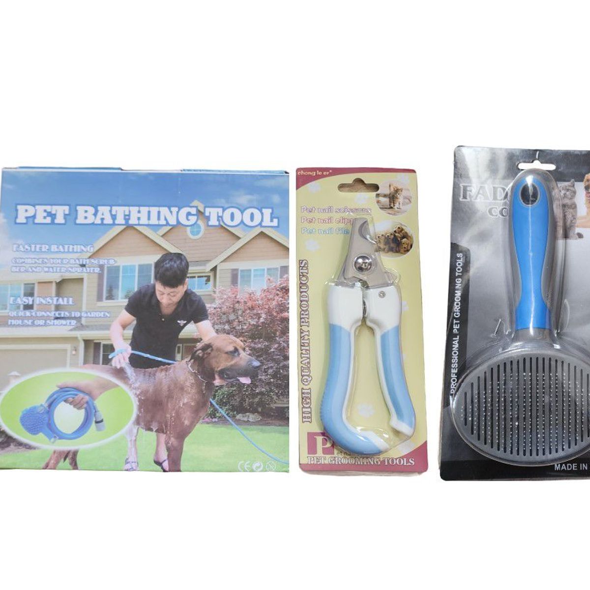 GENERICO - KIT Cepillo rociador con manguera Cortaúñas y Cepillo