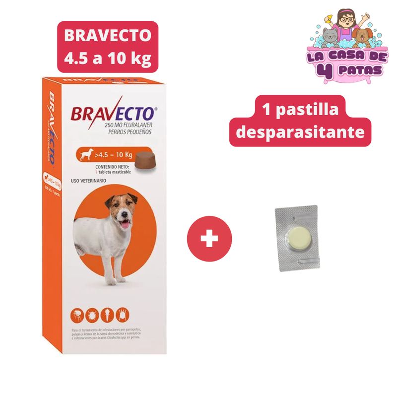 BRAVECTO - ANTIPULGAS Bravecto 4.5 a 10kg 1 tableta masticable
