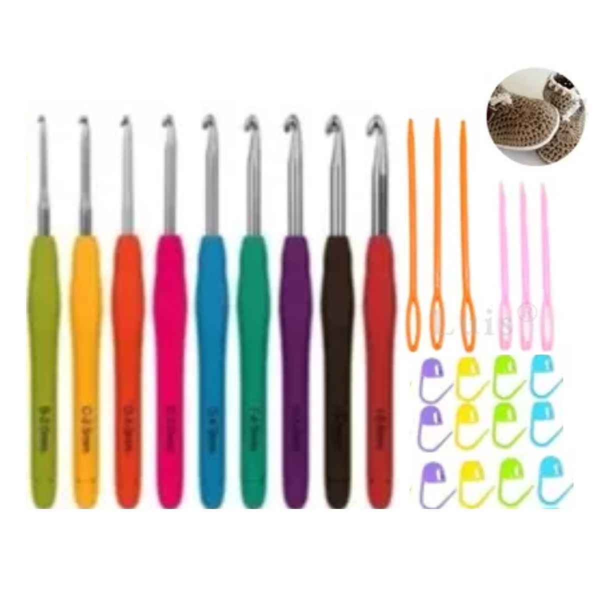 GENERICO - Set De 9 Crochet Aguja Ganchillo Con Mango Suave