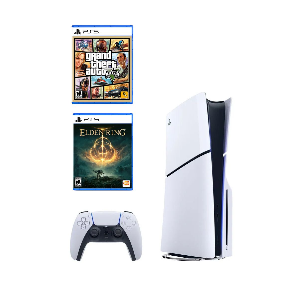SONY - Consola Playstation 5 Slim Lectora de Discos + GTA V + Elden Ring