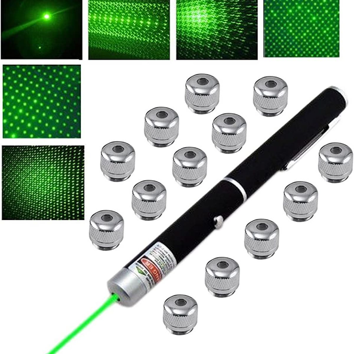 OEM - Puntero Láser Verde 12 en 1 Alta Potencia 12 Forma Diferente