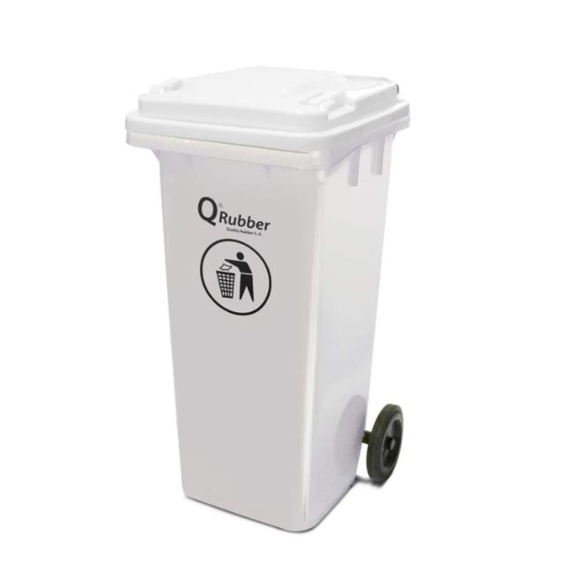 QRUBBER - Tacho de plástico (HDPE) 120 litros blanco QRubber