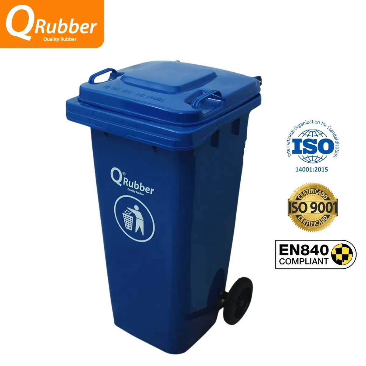 QRUBBER - Tacho de plástico (HDPE) 120 litros azul QRubber