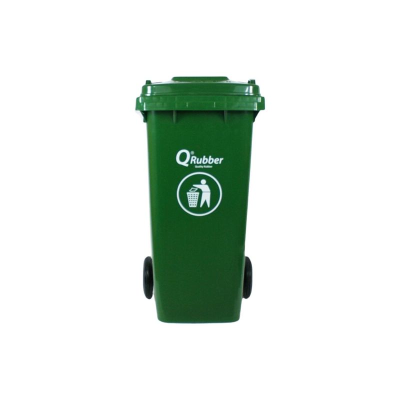 QRUBBER - Tacho de plástico (HDPE) 120 litros verde QRubber