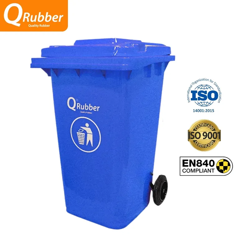 Tacho de plástico de 240 litros azul QRubber | Sodimac Perú