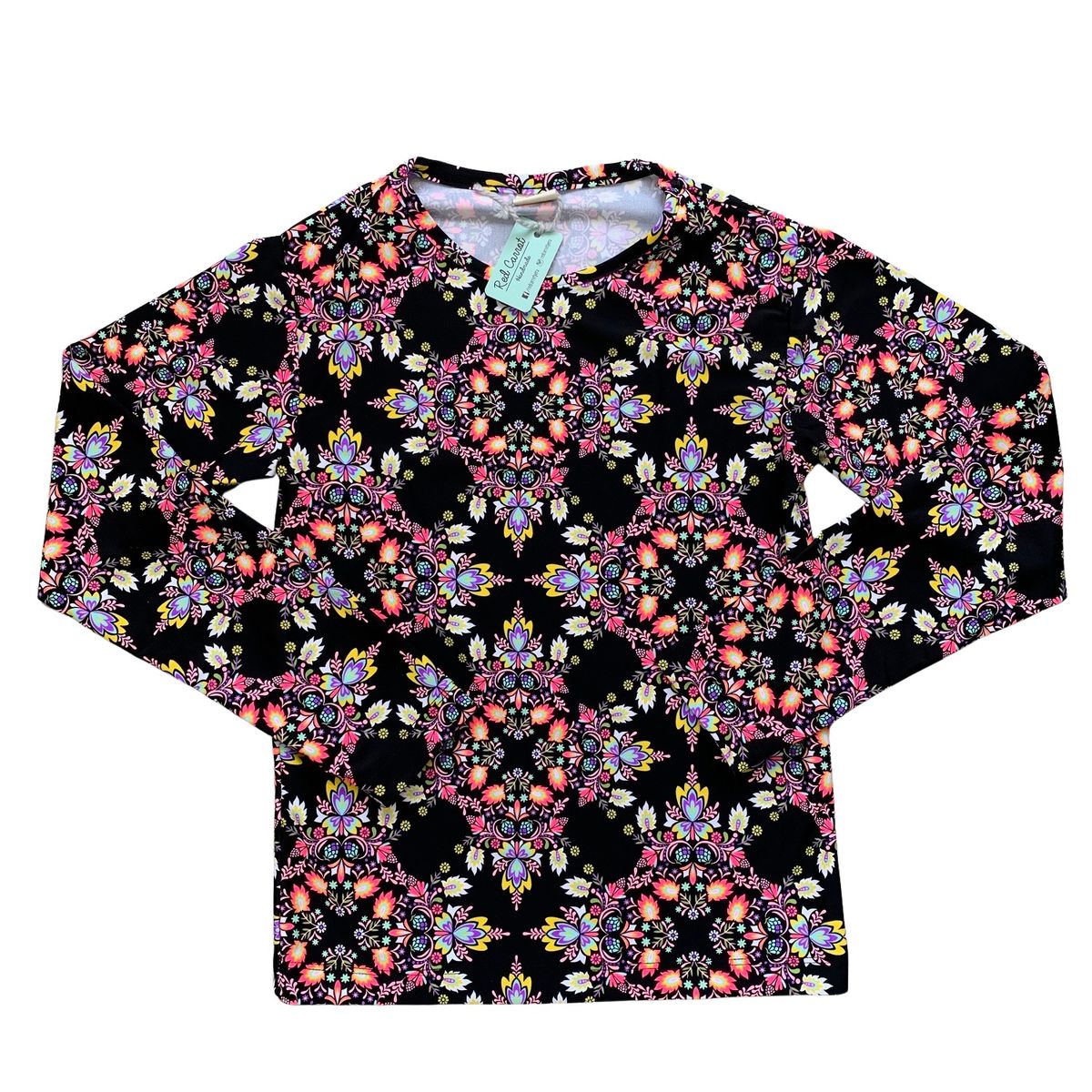 RED CARROT - Polo para nadar niña manga larga lycra negro con flores