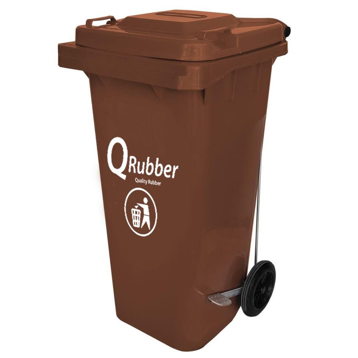 QRUBBER - Tacho de plástico (HDPE) 240 litros café QRubber