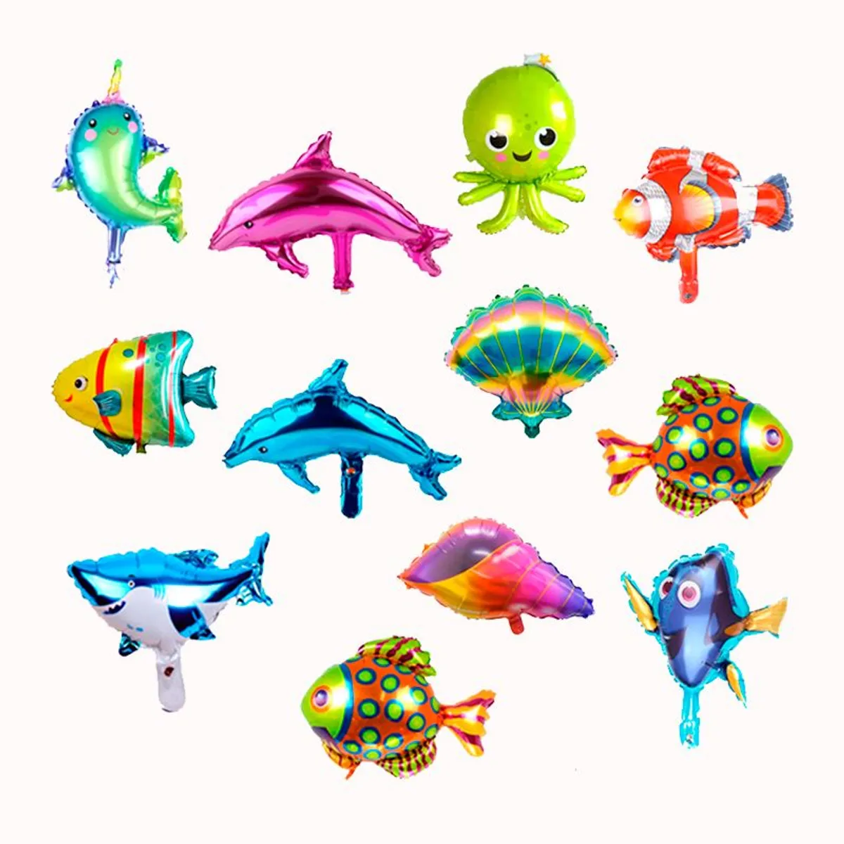 GENERICO - Pack de Globos peces marinos x 12 uds