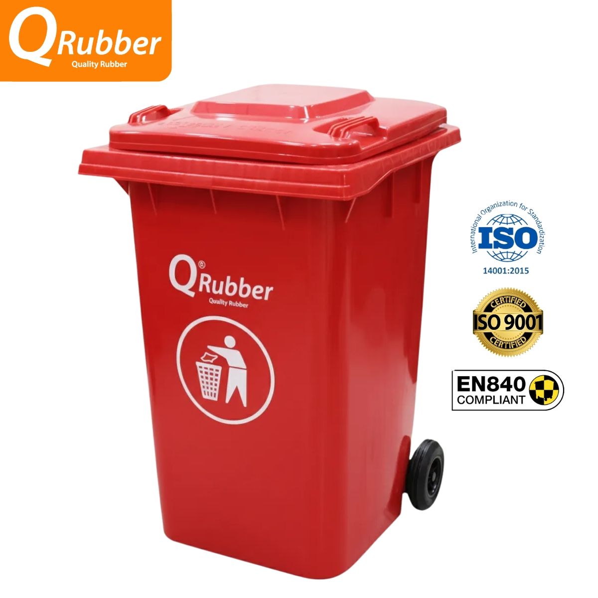 QRUBBER - Tacho de plástico 360 litros rojo QRubber