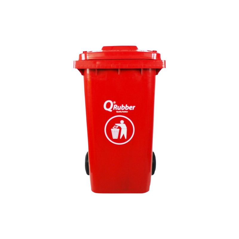 QRUBBER - Tacho de plástico (HDPE) 360 litros rojo QRubber