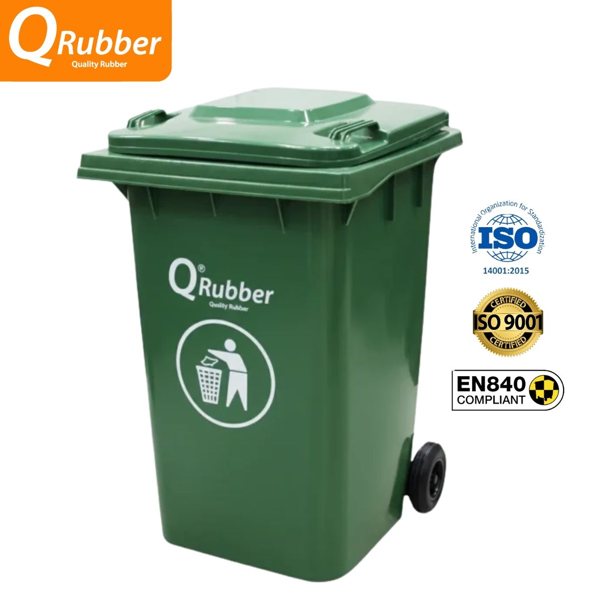 QRUBBER - Tacho de plástico (HDPE) 360 litros verde QRubber