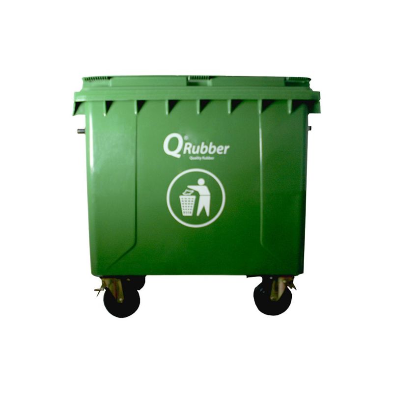 QRUBBER - Contenedor de plástico (HDPE) 660 litros verde QRubber