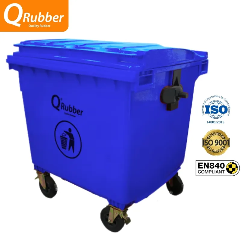 QRUBBER - Contenedor de plástico (HDPE) 1100 litros azul QRubber