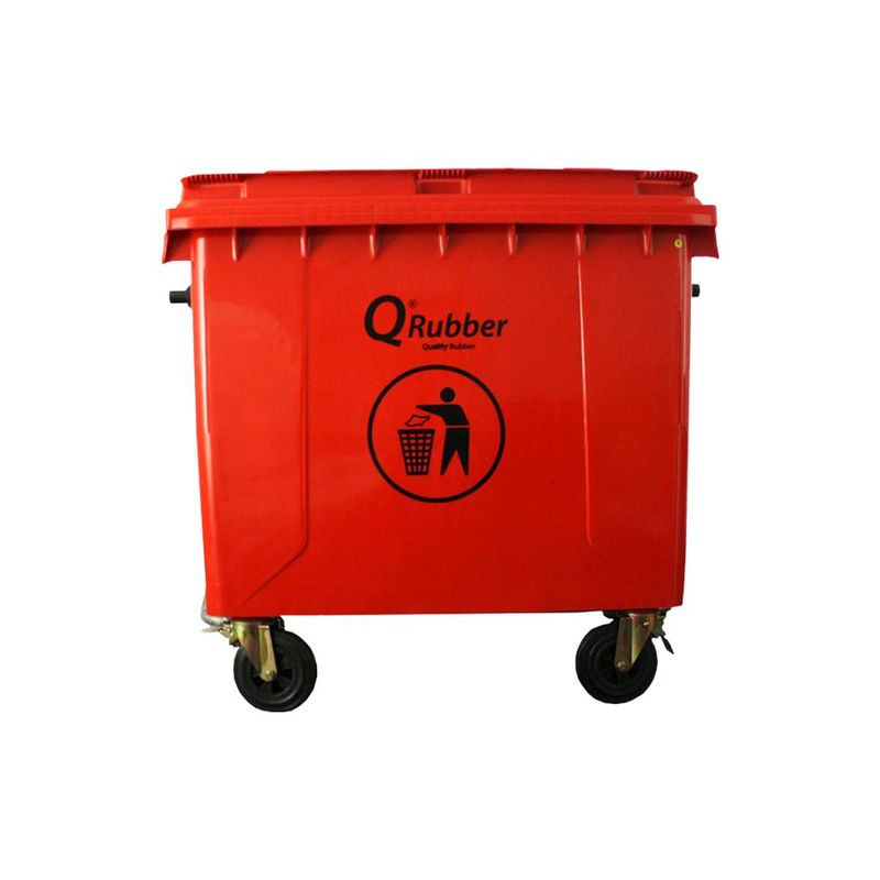 QRUBBER - Contenedor de plástico (HDPE) 1100 litros rojo QRubber