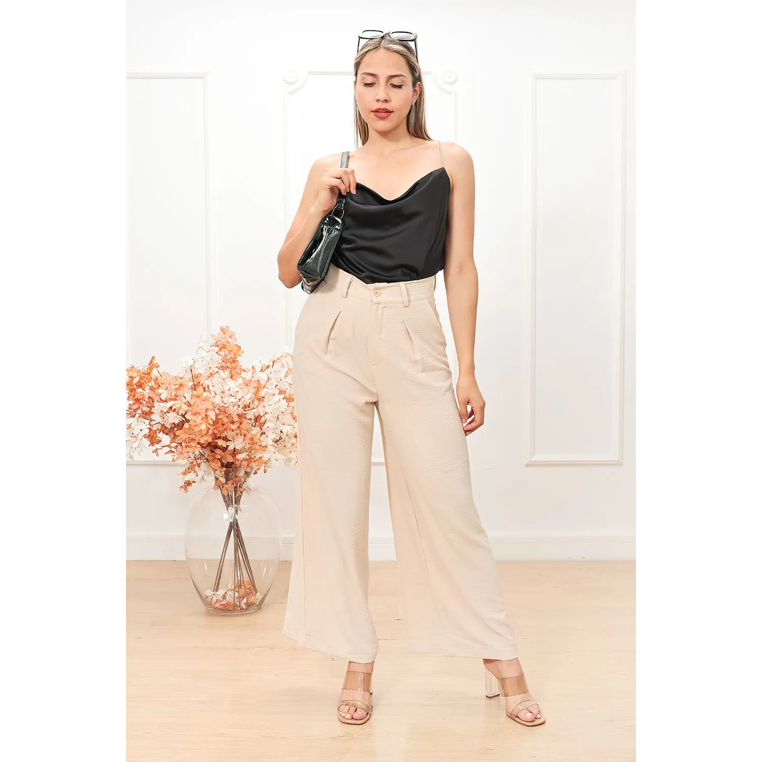 Skinny Pantalones De Vestir Color Beige Para Mujer Pantalon Casual