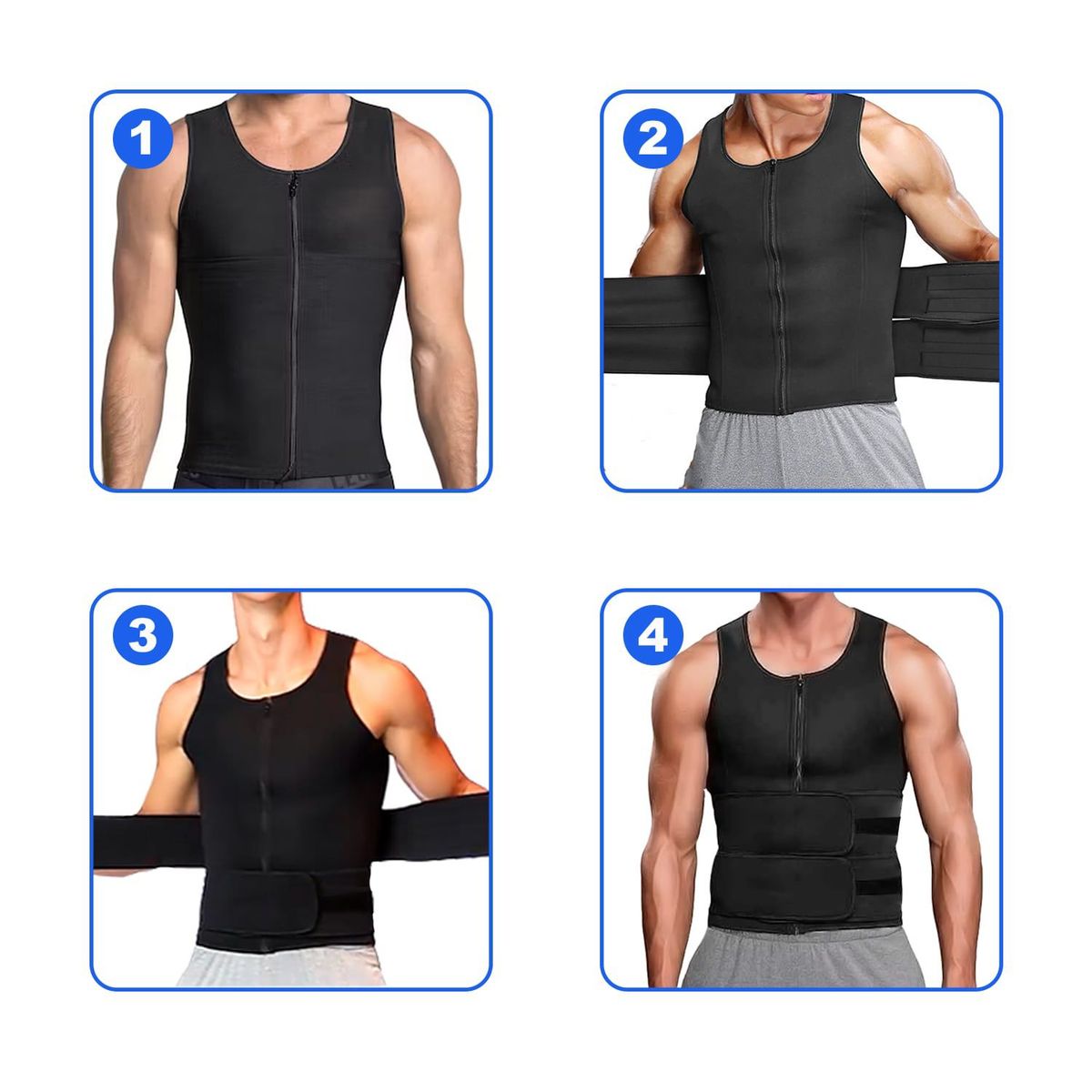 GENERICO - Chaleco Reductor Moldeador Con Doble Cinturón Neopreno Para Hombre