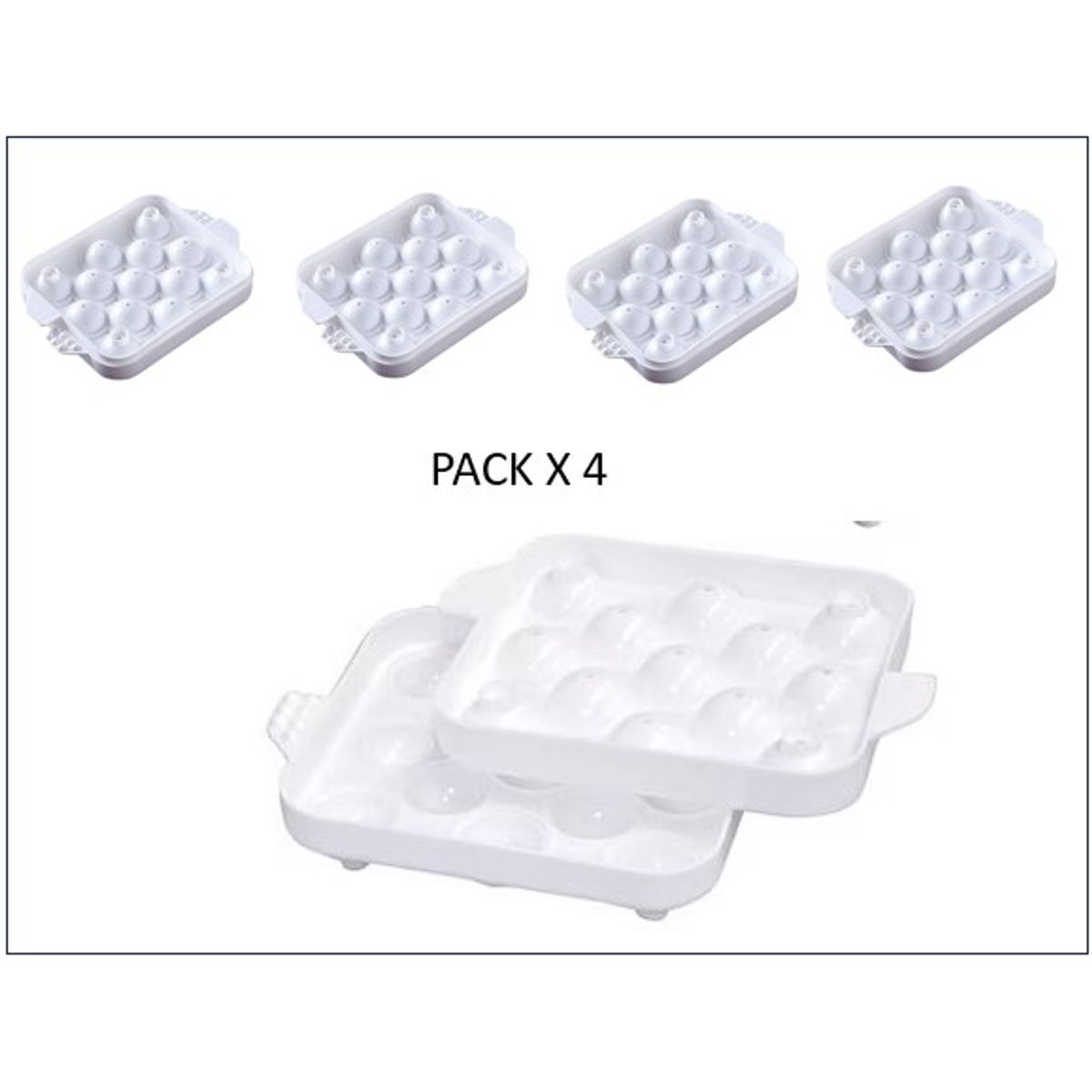 GENERICO - Pack x 4 Cubeteras de Hielo de forma esférica