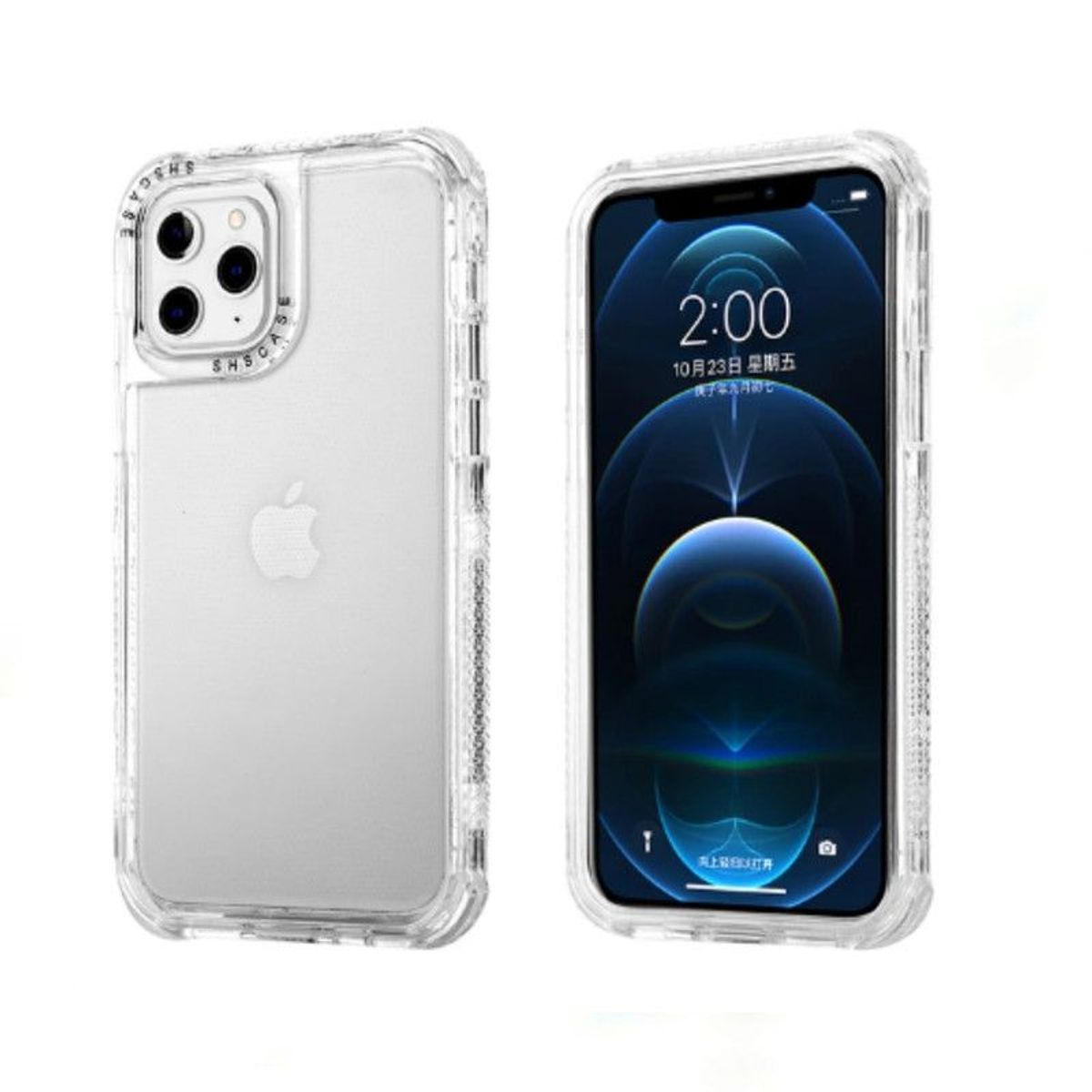 CASE - Case 3 En 1 Con Borde de Color Para Iphone 12 Pro Max - Transparente