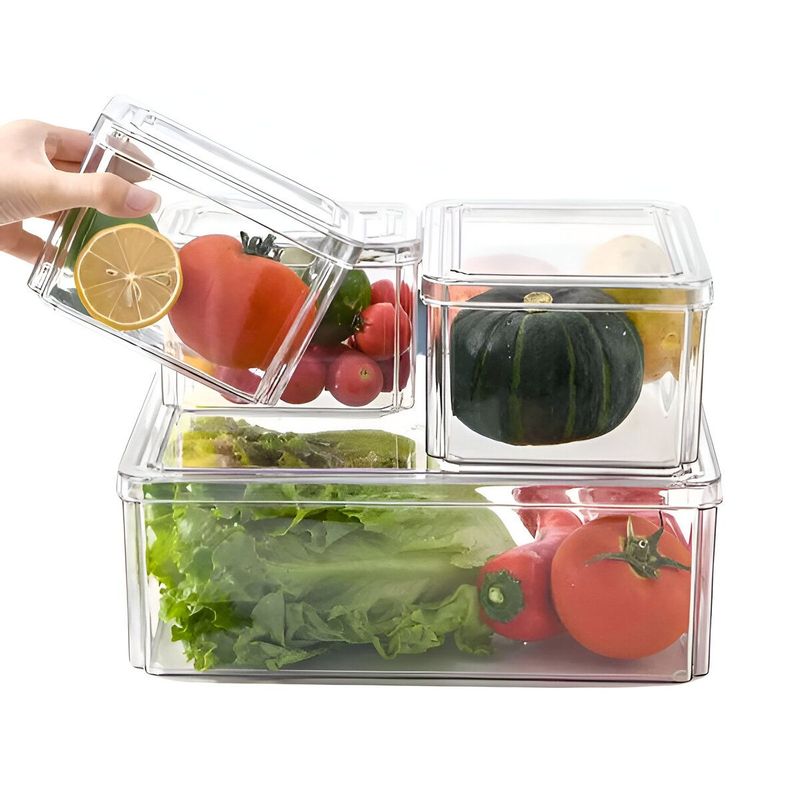 ELMEJORPRECIO - Set De 4 Tápers Organizadores Para Refrigerador Cocina