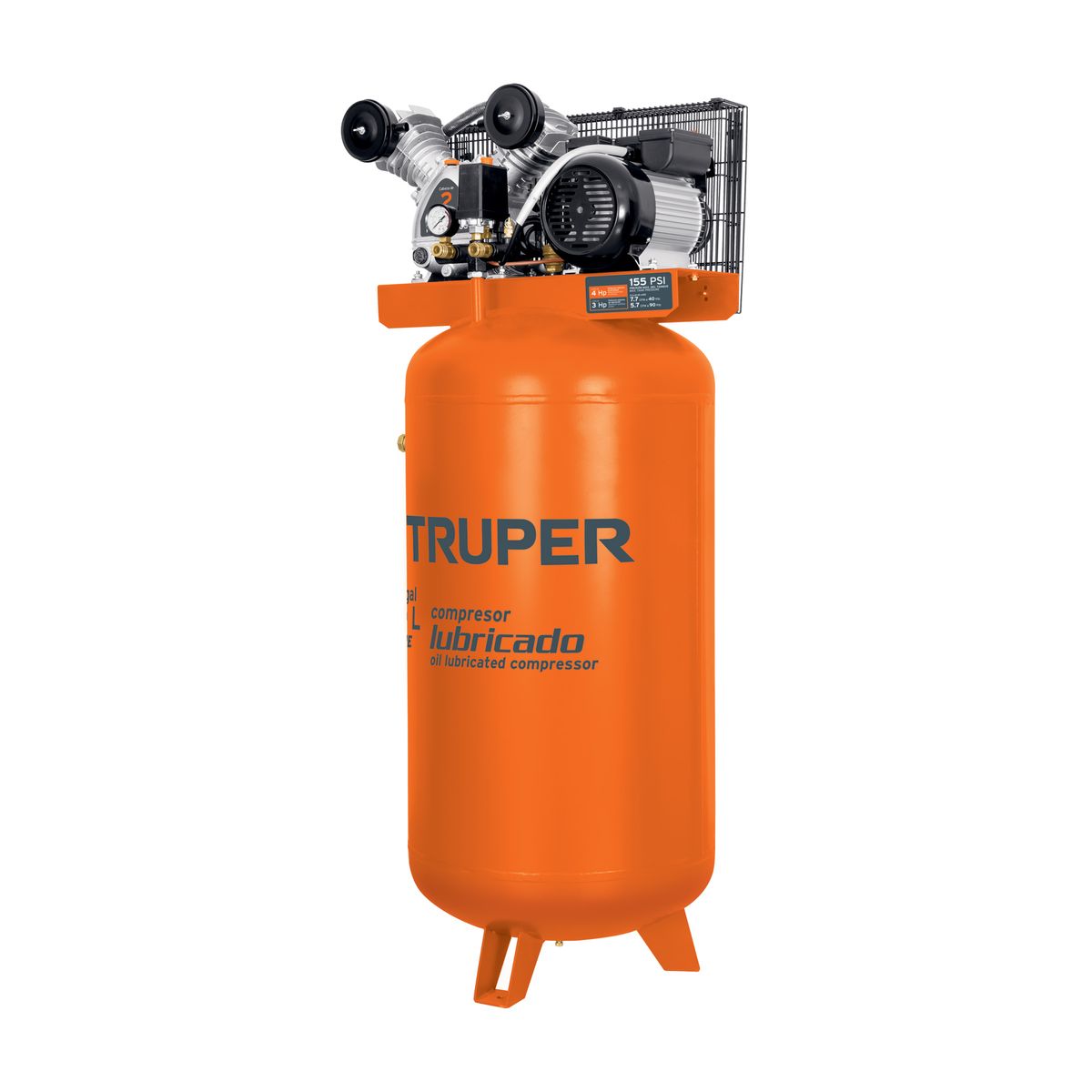TRUPER - Compresor vertical 180 L, 4 HP (máx) 220 V, clavija europea, Truper