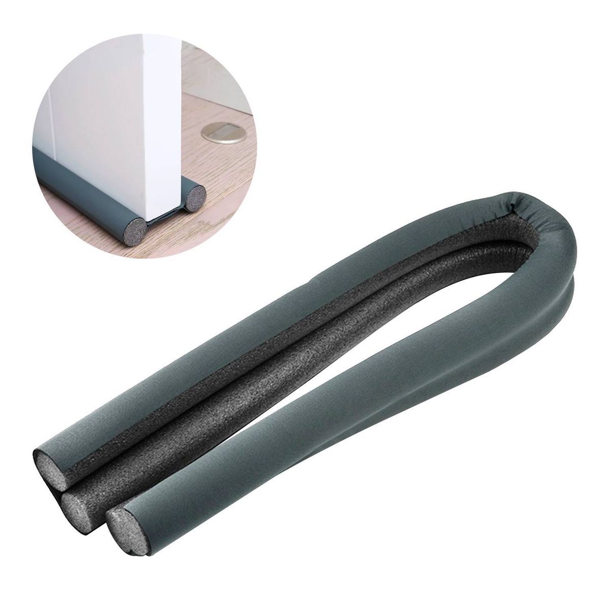 INSPIRA MARKET - Burlete de Puerta Protector Espuma Flexible 95cm Negro con Gris