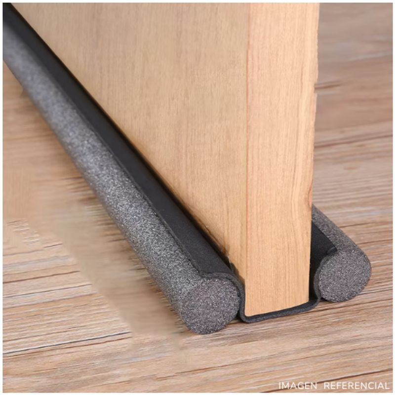 GENERICO - Burlete de Puerta Protector Espuma Flexible 95cm Negro con Gris