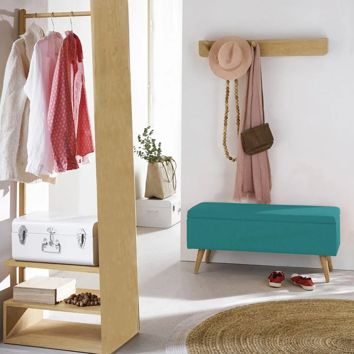 HOME PREMIUM - Banqueta Baul Home Premium Tinny Turquesa