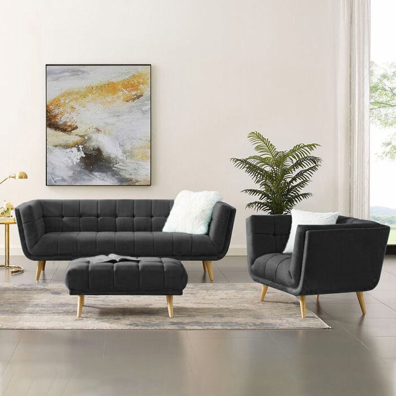 HOME PREMIUM - Juego de Sala 3 1 + Banqueta Gladys Negro