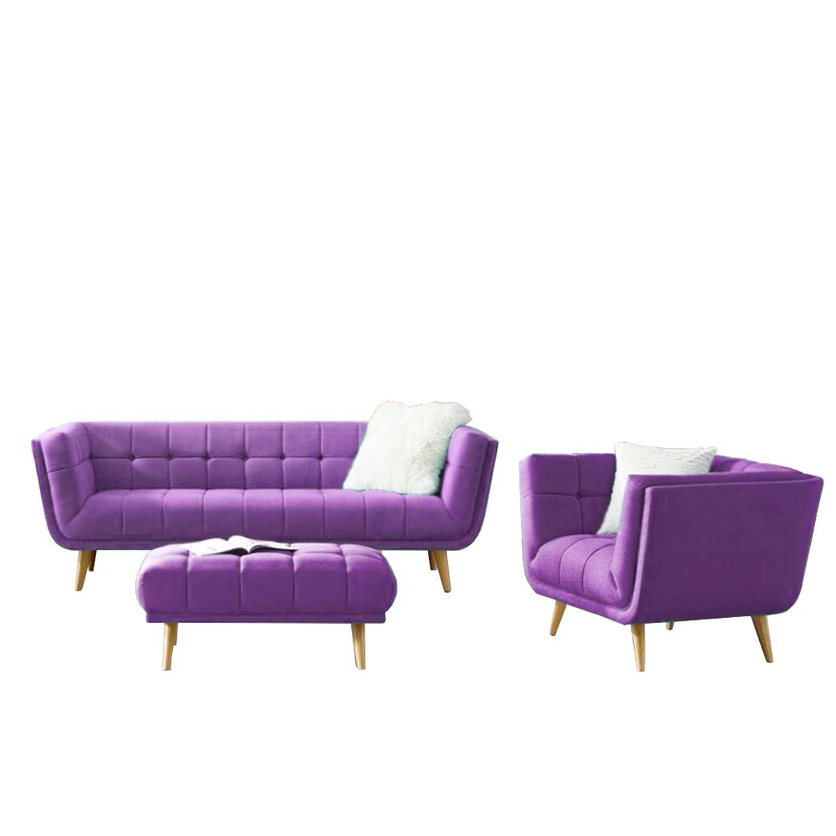 HOME PREMIUM - Juego de Sala 3 1 + Banqueta Gladys Lila