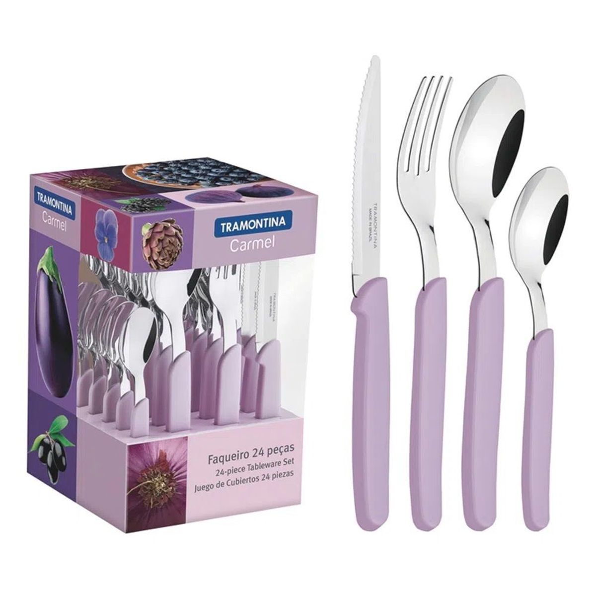 TRAMONTINA - Juego de Cubiertos Tramontina 24 Piezas Carmel -  Lila