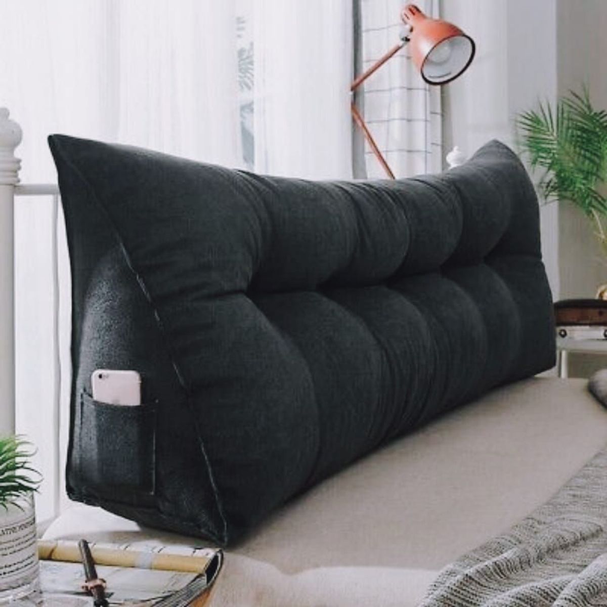 GENERICO - Cabecero Cojín Triangular King Size Black Pandora Home.